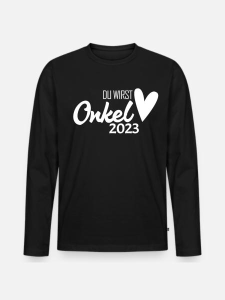 Onkel 2023 - Onkel werden - Männer Premium Bio Langarmshirt - Schwarz