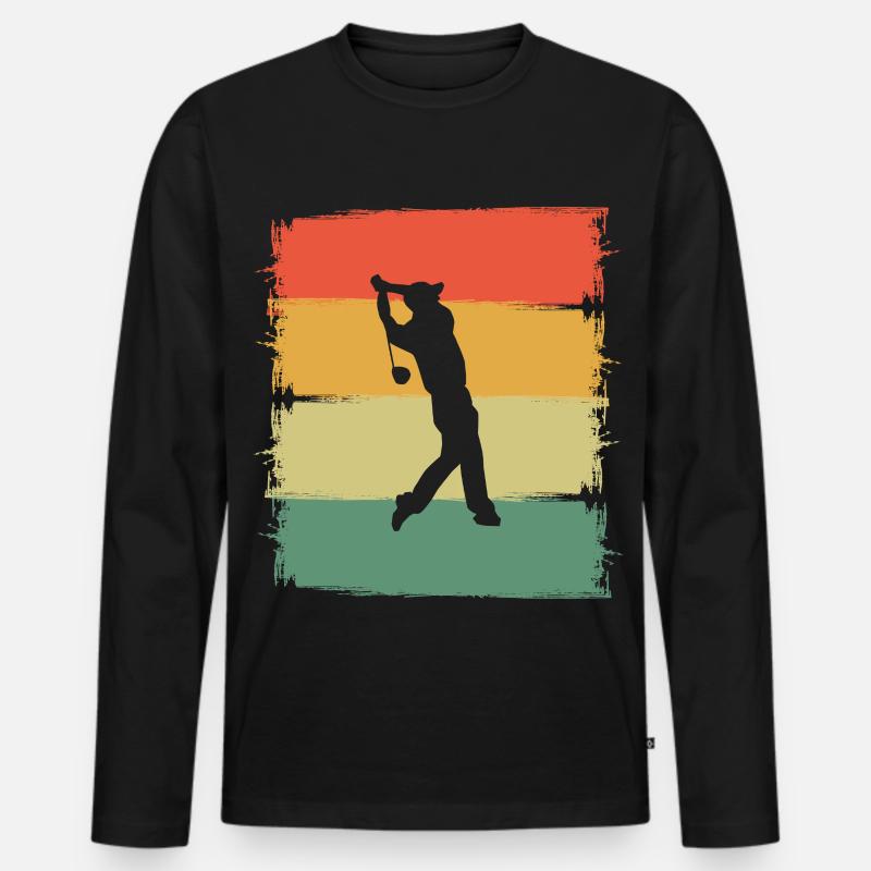 Golf Golfer - Männer Premium Bio Langarmshirt - Schwarz