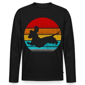 teckel rétro vinatge - T-shirt manches longues Premium bio Homme - noir - Devant - Nico (187cm)