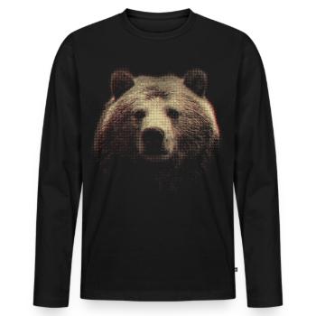 Red Halftone Bear Head - Men's Premium Organic Long Sleeve Shirt - black - Front - Nico (187cm)