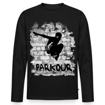 Parkour - Männer Premium Bio Langarmshirt - Schwarz - Vorne - Nico (187cm)