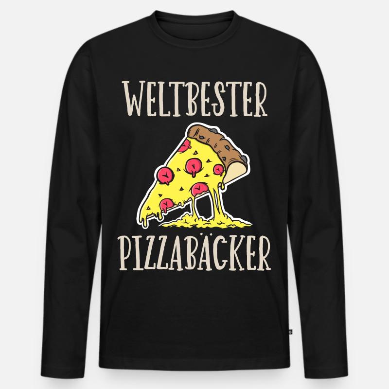 Weltbester Pizzabäcker - Männer Premium Bio Langarmshirt - Schwarz