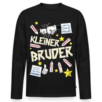 kleiner Bruder - Männer Premium Bio Langarmshirt - Schwarz - Vorne - Nico (187cm)