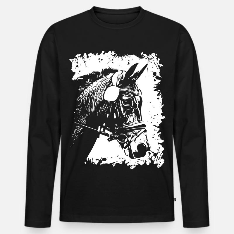 Pferd - Männer Premium Bio Langarmshirt - Schwarz