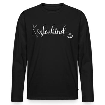 Küstenkind Plattdeutsch Küste Nordsee - Männer Premium Bio Langarmshirt - Schwarz - Vorne - Nico (187cm)