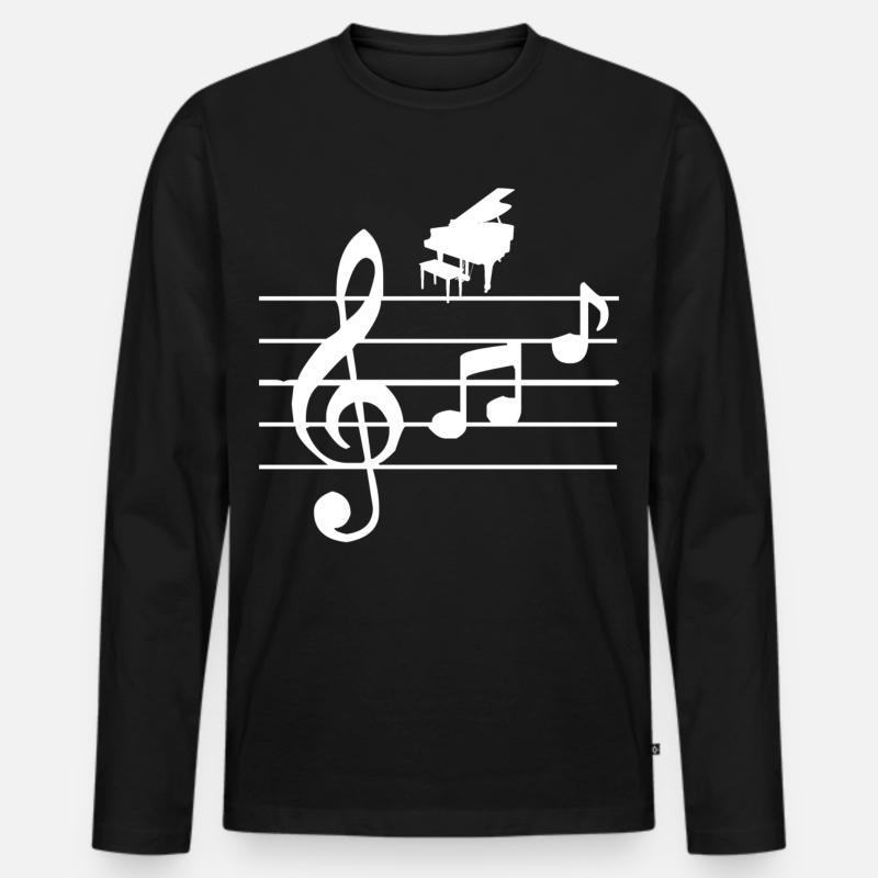 Klavier - Flügel - Männer Premium Bio Langarmshirt - Schwarz