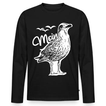 Mouettes Moin Mouettes - T-shirt manches longues Premium bio Homme - noir - Devant - Nico (187cm)