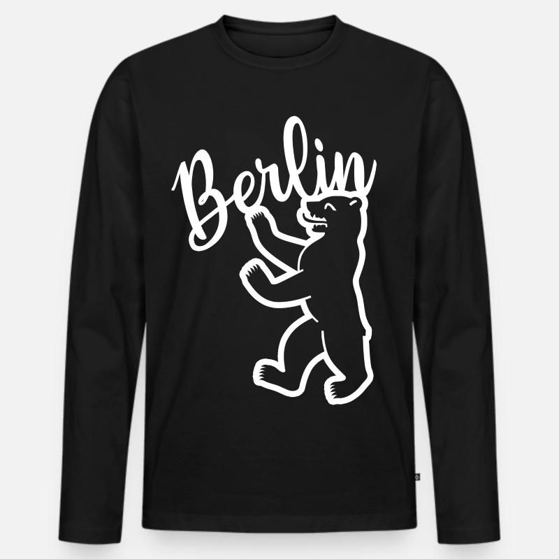 Berlin Bär - Männer Premium Bio Langarmshirt - Schwarz