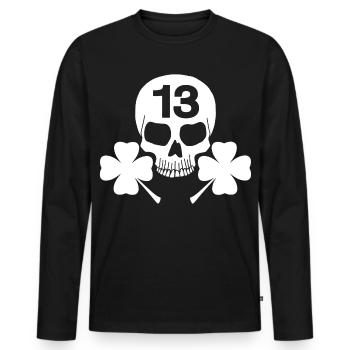 Lucky White Skull - Men's Premium Organic Long Sleeve Shirt - black - Front - Nico (187cm)