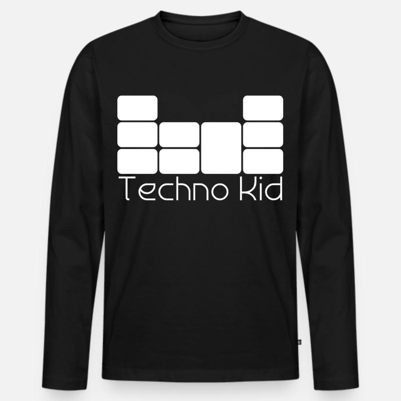 Techno Kid - Männer Premium Bio Langarmshirt - Schwarz