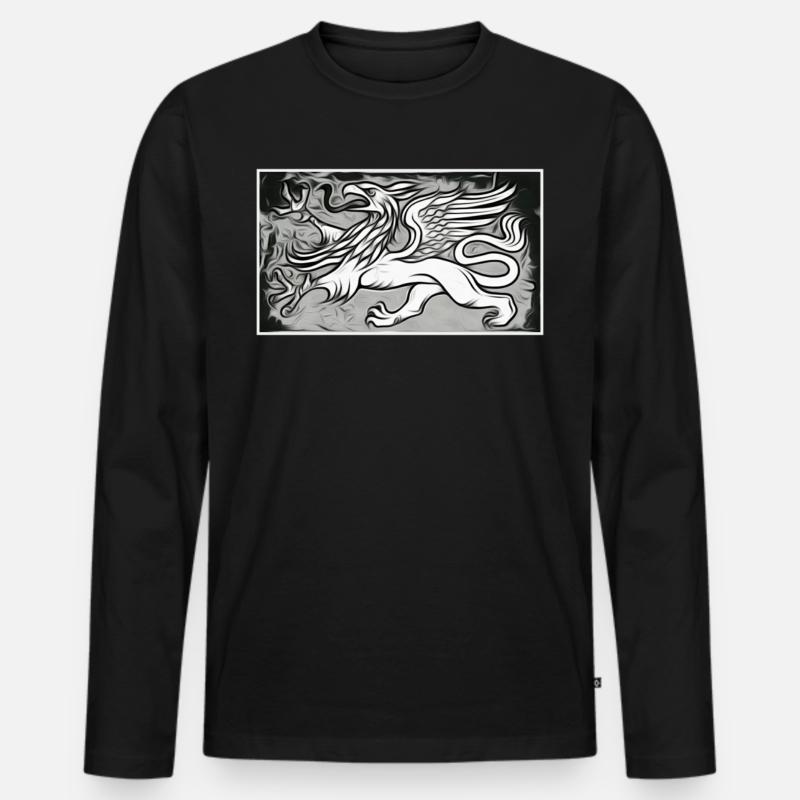 Ein Greif in grau - Männer Premium Bio Langarmshirt - Schwarz