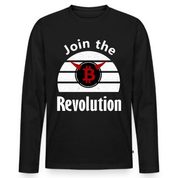 The Coin Revolutionary - Men's Premium Organic Long Sleeve Shirt - black - Front - Nico (187cm)