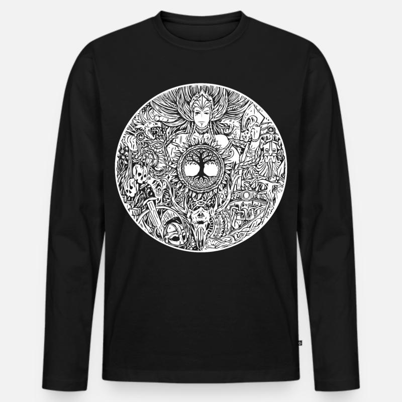 Wikinger-Schild - Walküre - Valkyrie - Männer Premium Bio Langarmshirt - Schwarz