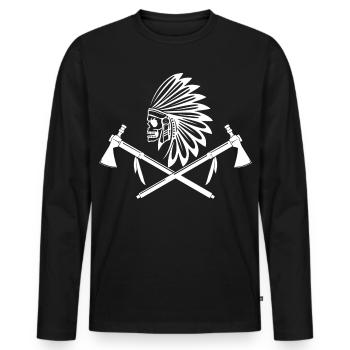 white indian warrior - Men's Premium Organic Long Sleeve Shirt - black - Front - Nico (187cm)