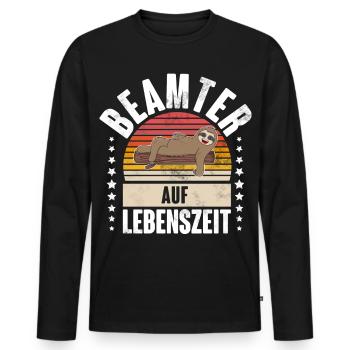 Beamter - Männer Premium Bio Langarmshirt - Schwarz - Vorne - Nico (187cm)