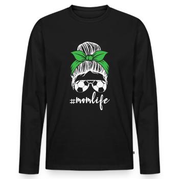 Vie de maman de football, Bandan de lunettes de soleil en chignon en désordre, - T-shirt manches longues Premium bio Homme - noir - Devant - Nico (187cm)