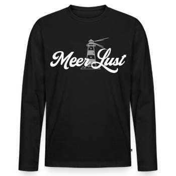 Mehr Lust auf Meer - Männer Premium Bio Langarmshirt - Schwarz - Vorne - Nico (187cm)