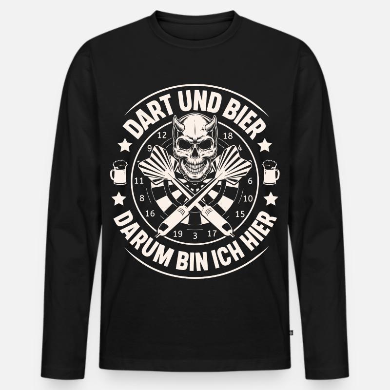 Dart Und Bier - Männer Premium Bio Langarmshirt - Schwarz