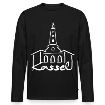 Hercule Kassel - T-shirt manches longues Premium bio Homme - noir - Devant - Nico (187cm)