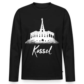 Kassel - T-shirt manches longues Premium bio Homme - noir - Devant - Nico (187cm)