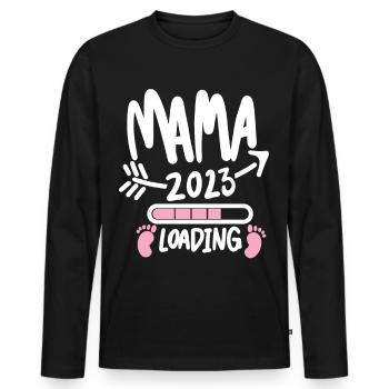 Mama 2023 loading - Werdende Mutter 2023 - Männer Premium Bio Langarmshirt - Schwarz - Vorne - Nico (187cm)