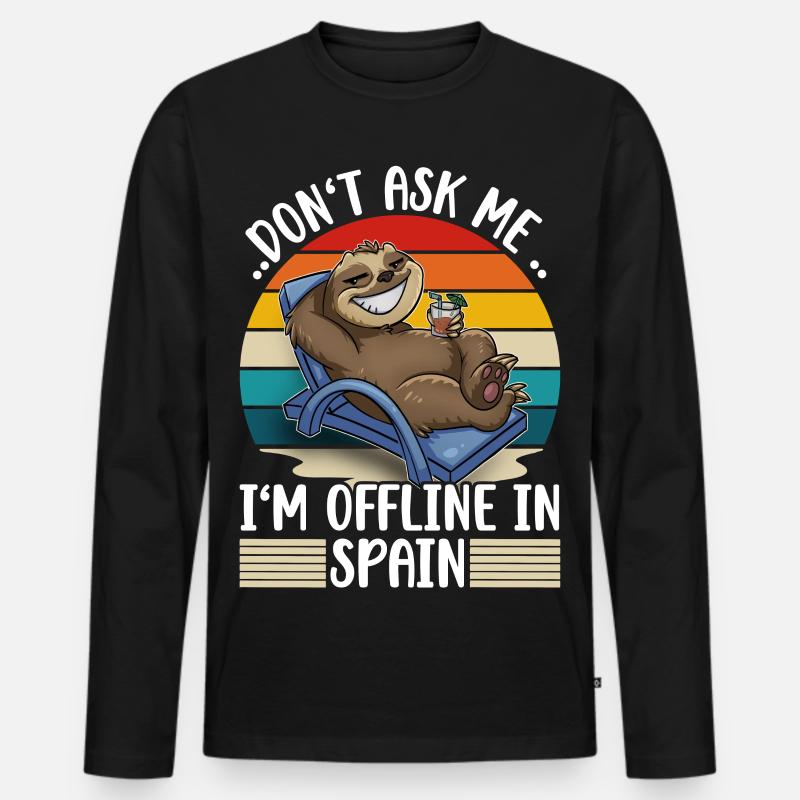 Spanien Urlaub Reise Faultier - Männer Premium Bio Langarmshirt - Schwarz