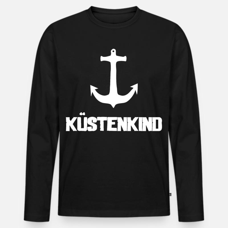 Küstenkind - Anker - Männer Premium Bio Langarmshirt - Schwarz