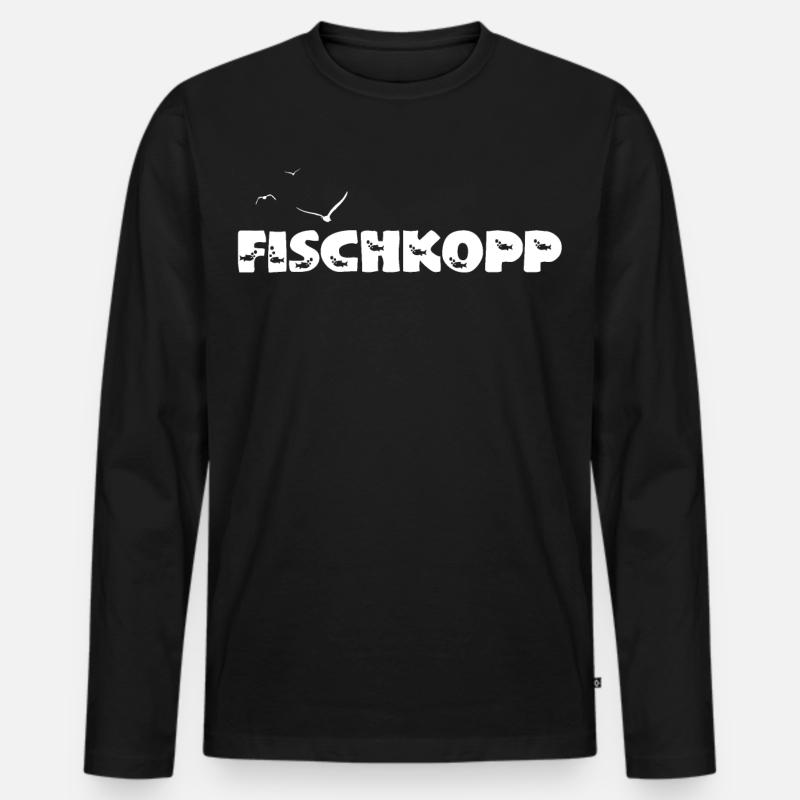 Fischkopp - Männer Premium Bio Langarmshirt - Schwarz