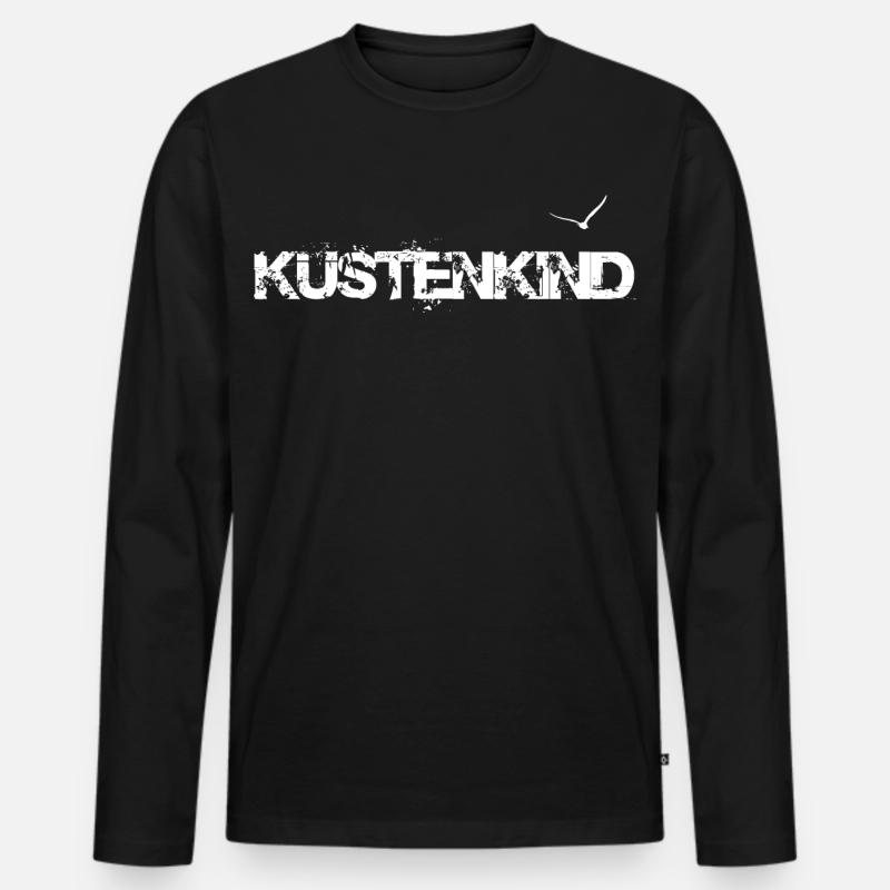 Küstenkind - Männer Premium Bio Langarmshirt - Schwarz