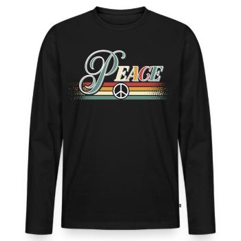 Paix Paix Liberté Pas de guerre Signe de paix - T-shirt manches longues Premium bio Homme - noir - Devant - Nico (187cm)