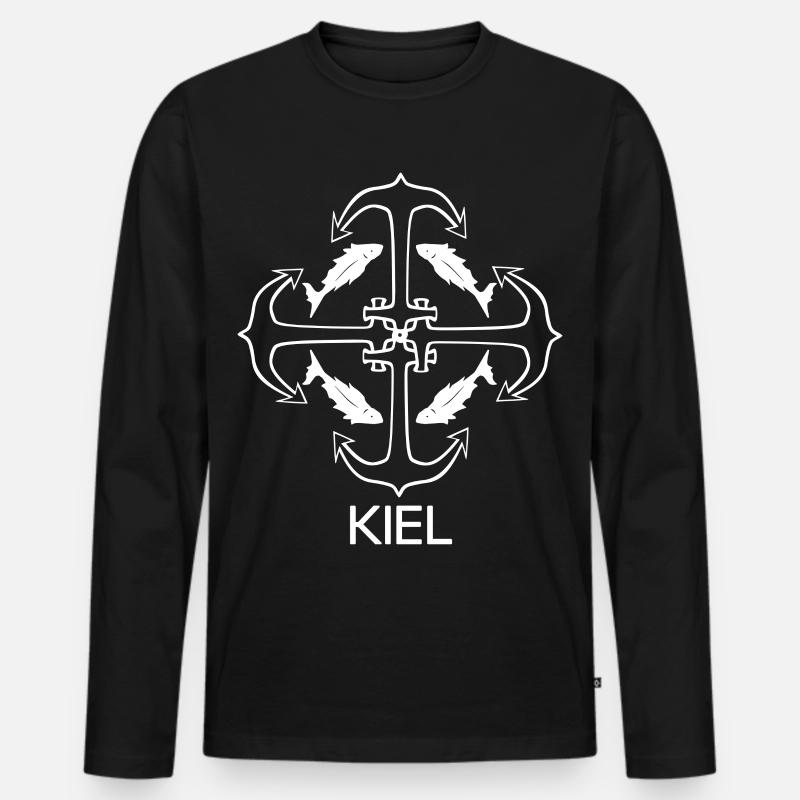 Kiel - Männer Premium Bio Langarmshirt - Schwarz