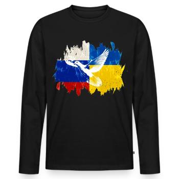 Ukraine Russia Conflict Dove of Peace - Men's Premium Organic Long Sleeve Shirt - black - Front - Nico (187cm)