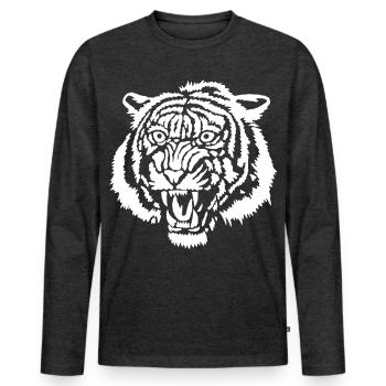 White tiger graffiti - Men's Premium Organic Long Sleeve Shirt - heather anthracite - Front - Nico (187cm)