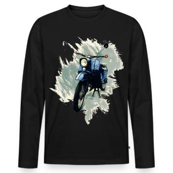 Simson Schwalbe - Männer Premium Bio Langarmshirt - Schwarz - Vorne - Nico (187cm)
