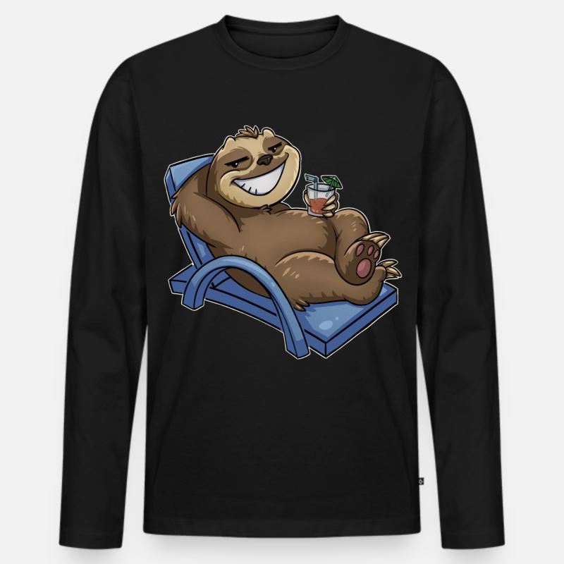 Faultier - Männer Premium Bio Langarmshirt - Schwarz