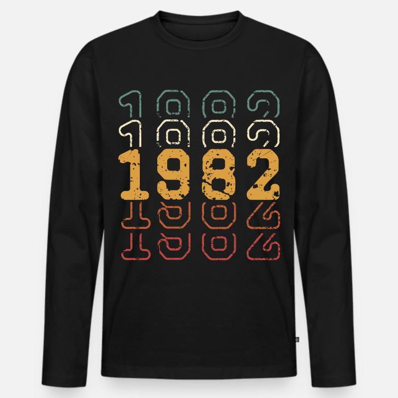 1982 - Männer Premium Bio Langarmshirt - Schwarz