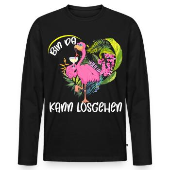 Flamingo Cocktail im Dschungel - Männer Premium Bio Langarmshirt - Schwarz - Vorne - Nico (187cm)