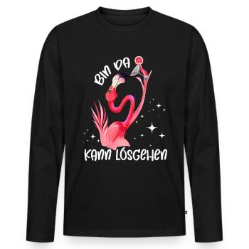 Flamingo bin da kann losgehen Mädelsabend Shirt - Männer Premium Bio Langarmshirt - Schwarz - Vorne - Nico (187cm)