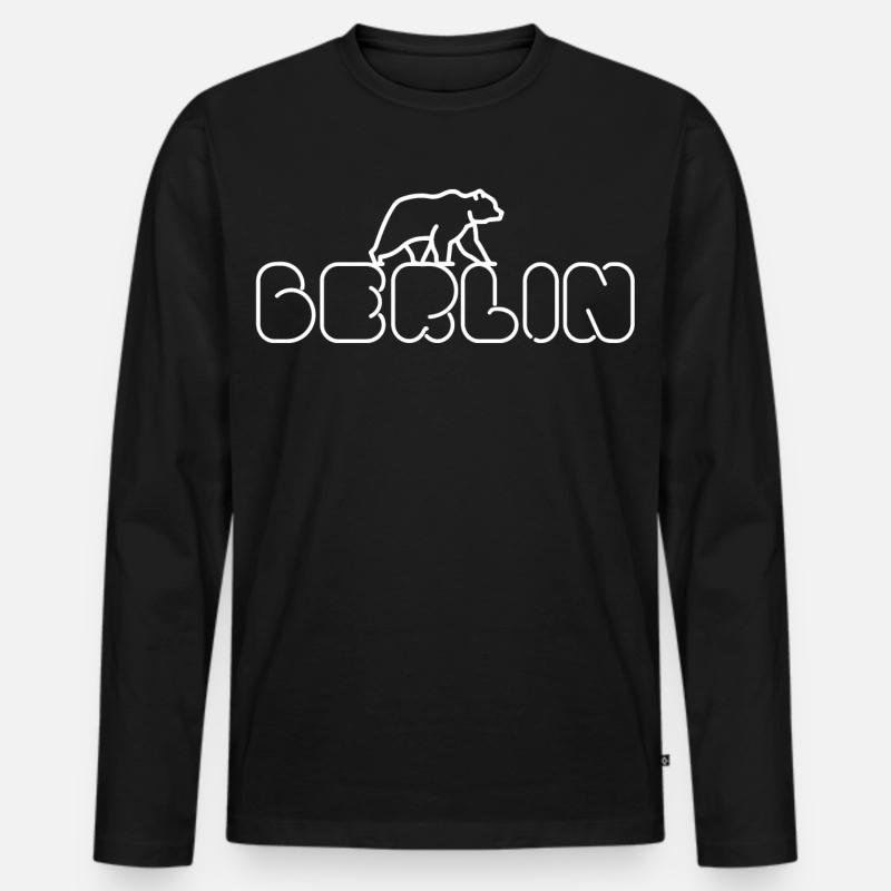 Berlin - Berliner Bär - Männer Premium Bio Langarmshirt - Schwarz