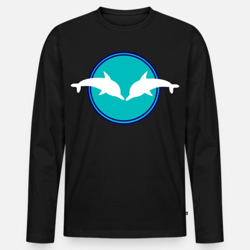 Delfin Delphine - Männer Premium Bio Langarmshirt - Schwarz