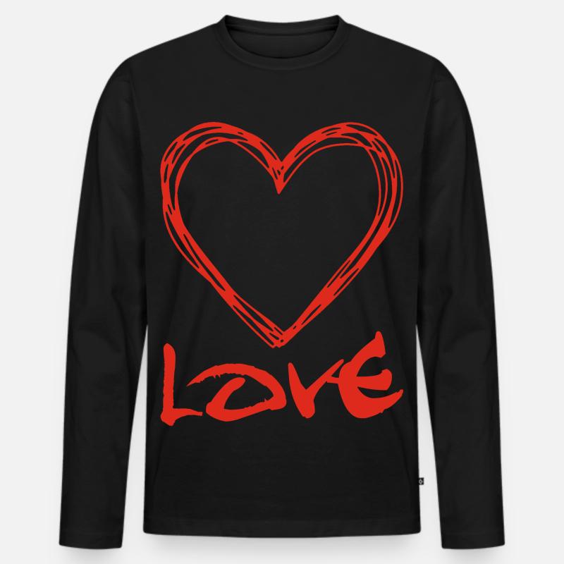 rotes Graffiti-Herz - Männer Premium Bio Langarmshirt - Schwarz