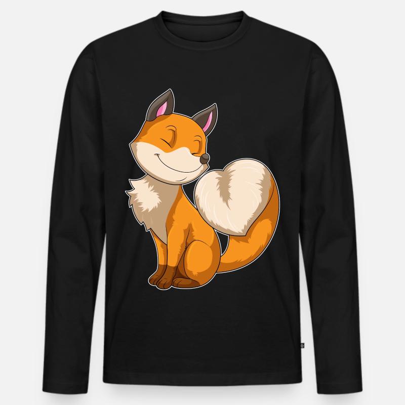 Fuchs mit Herz - Männer Premium Bio Langarmshirt - Schwarz