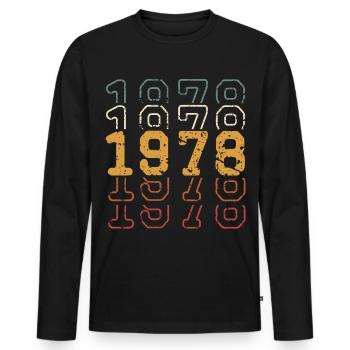 1978 - Männer Premium Bio Langarmshirt - Schwarz - Vorne - Nico (187cm)