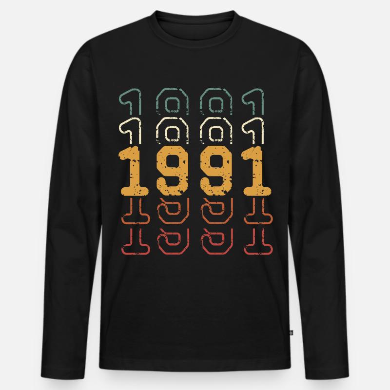 1991 - Männer Premium Bio Langarmshirt - Schwarz
