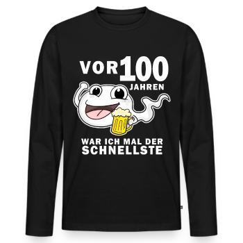 100 Jahre - 100. Geburtstag lustig Spruch - Männer Premium Bio Langarmshirt - Schwarz - Vorne - Nico (187cm)