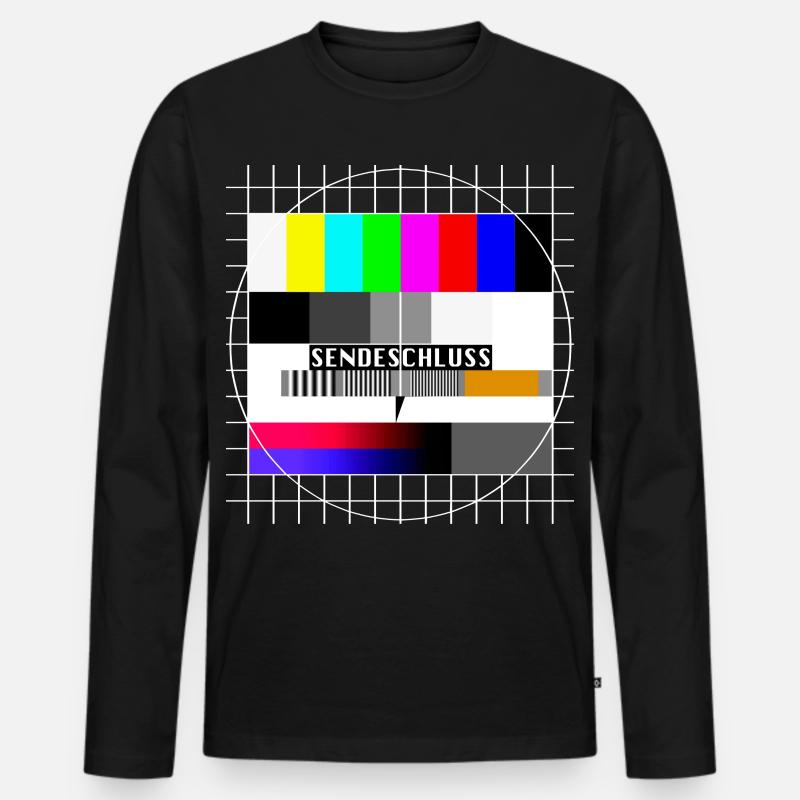 Testbild Sendeschluss 80er 90er Jahre Party Kostüm - Männer Premium Bio Langarmshirt - Schwarz
