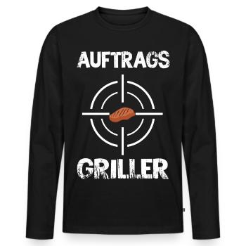 AUFTRAGS GRILLER BBQ - Männer Premium Bio Langarmshirt - Schwarz - Vorne - Nico (187cm)