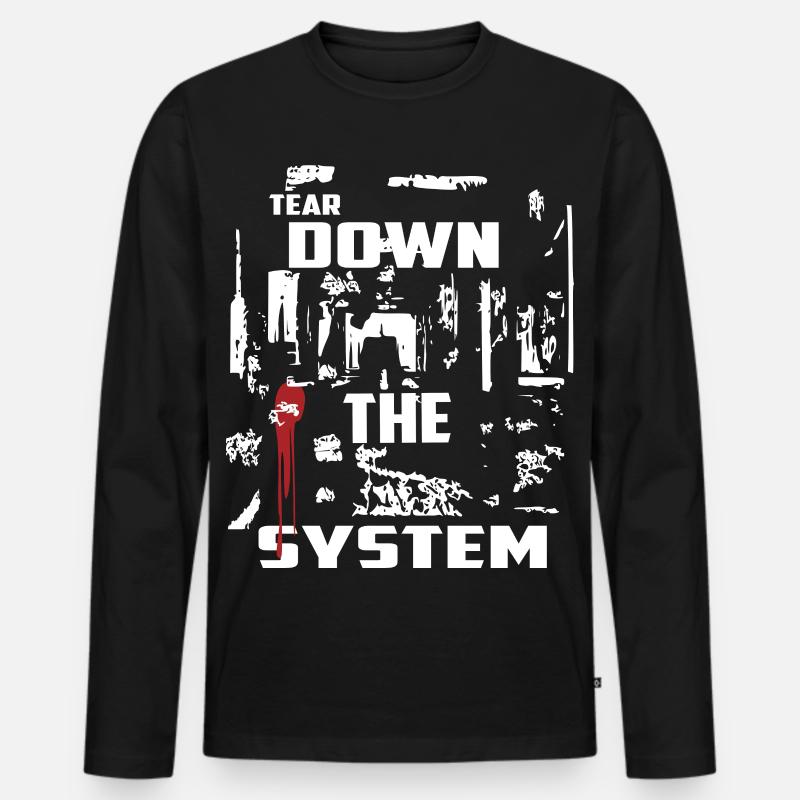 Zerstören Sie das System - Männer Premium Bio Langarmshirt - Schwarz