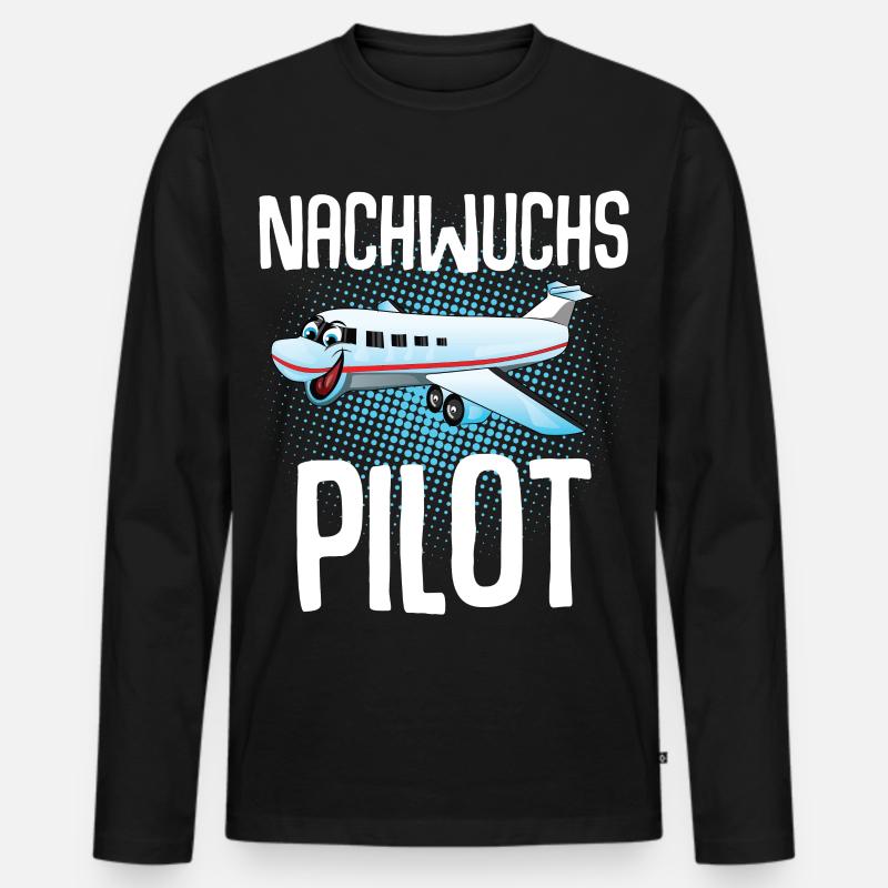 Pilot Kinder Nachwuchs - Männer Premium Bio Langarmshirt - Schwarz