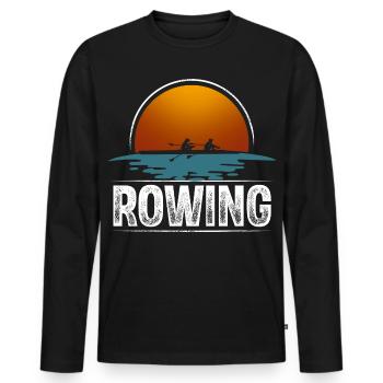 Rudern Ruderer Ruderboot Vintage - Männer Premium Bio Langarmshirt - Schwarz - Vorne - Nico (187cm)
